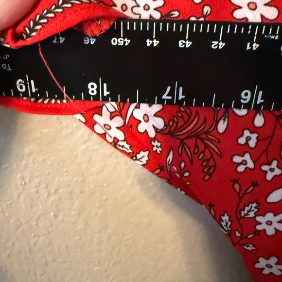 Max Studio Red Floral Ditsy V-Neck Ruffle Sleeve Midi Dress  Womens XS Romantic - Picture 5 of 8